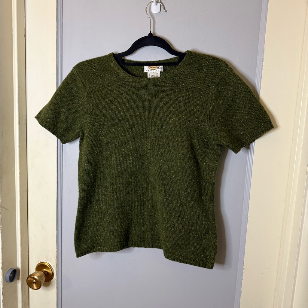 Wool And Cashmere Talbot Green Short Sleeve Sweater P